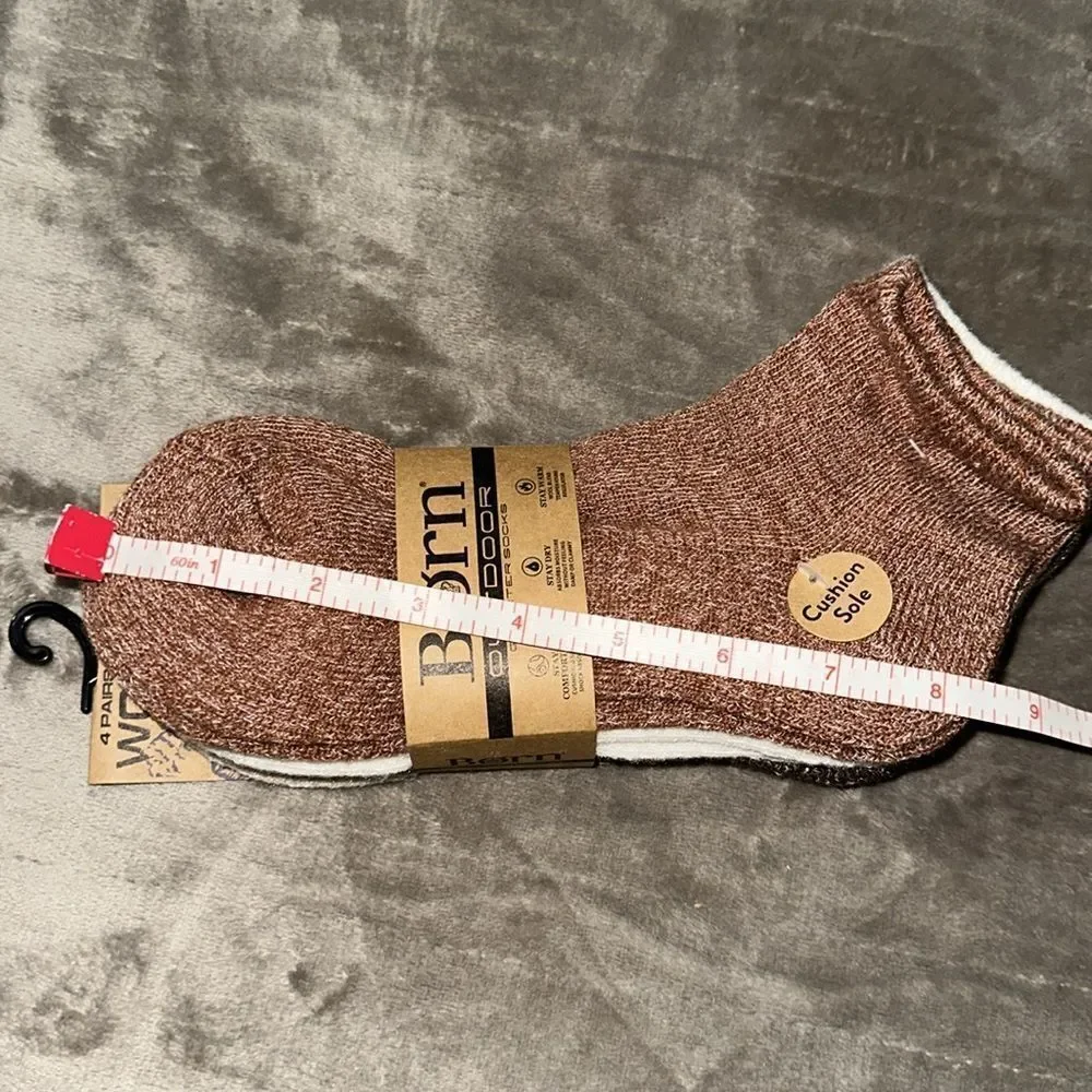 BORN Earth Tones Ivory Brown White US W 4-10 Super Soft Quarter Socks Pack of 4